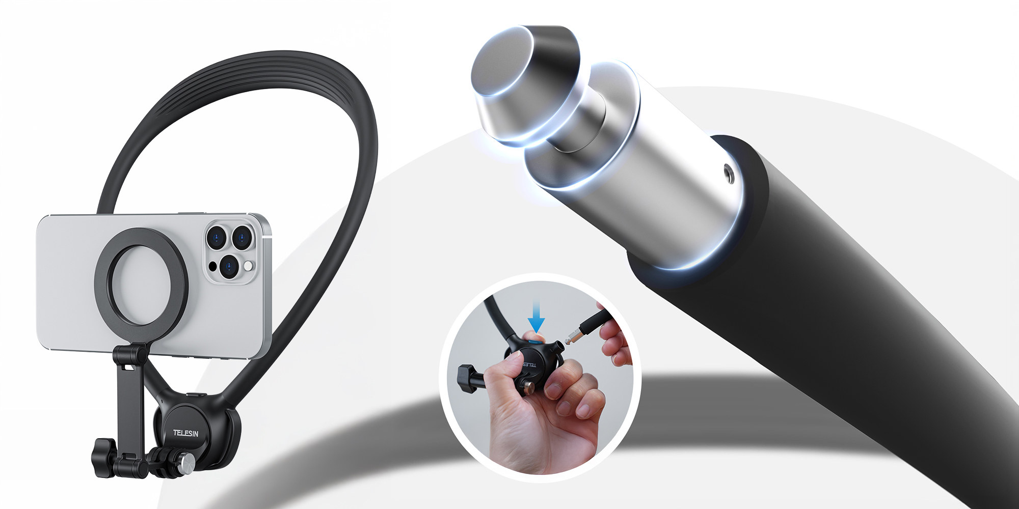 Opaska na szyję z uchwytem magnetycznym Telesin P2-HNB-02 - czarna